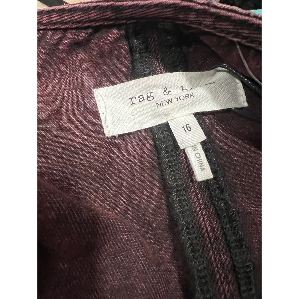 Rag & Bone Burgundy Denim Button Front Sleeveless Vest Top Size 16 - Picture 5 of 5